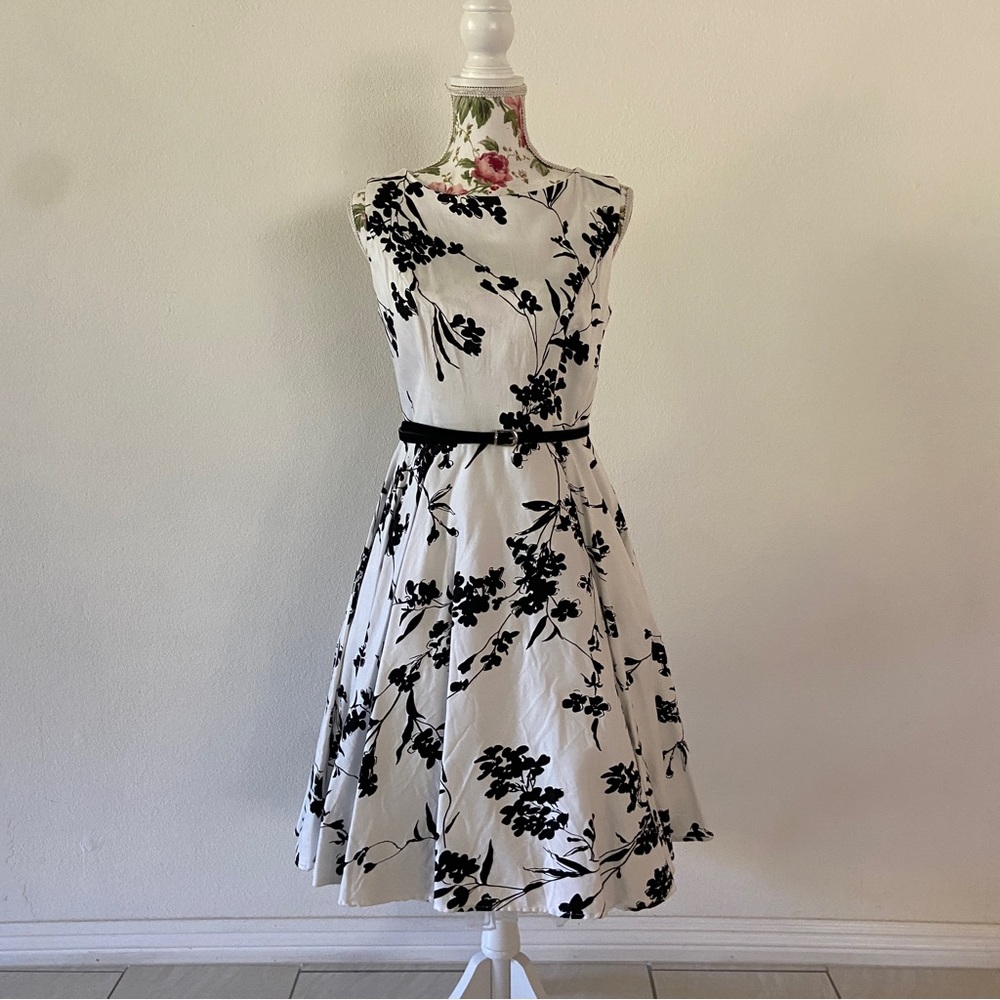 Grace Karin black and white floral tea dress